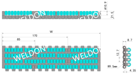 Nouvelle courroie modulaire droite WELDON Roller Top série 2200 en POM, pas de 12,7 mm