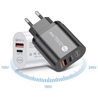 Pengisi Daya Dinding Cepat PD 20W Baru untuk Ponsel Adaptor EU US UK 5V3A Tipe-C Multi Port Kepala Pengisi Daya untuk iPhone