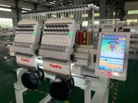 Machine à broder YunFu à 2 têtes, garantie de 2 ans, automatique, informatisée, 1200 tr/min, haute précision