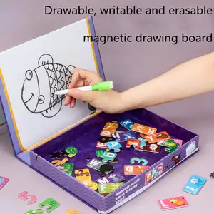 Lukisan Kuda-kuda Anak-anak Papan Gambar Magnetik Pena Papan Tulis Berwarna Mainan Kayu Sketsa Alfanumerik