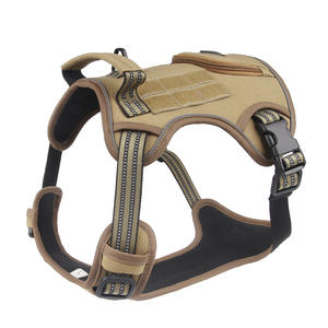 2024新しい反射なしプルドッグペットハーネス調節可能なコントロールハンドルオックスフォードドッグタクティカルハーネス、ポケット付きマジックステッカー - Product Image 1