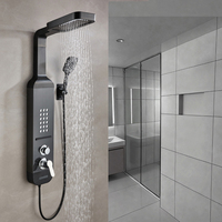 Panneau de douche en acier inoxydable 304 poli, moderne, à double commande chaud/froid, avec jet de pluie doux