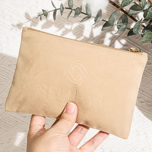 High Quality Custom Printed <b>Suede</b> Zipper Makeup Packaging Pouch VelvetTravel Cosmetic Bag for Makeup <b>Brush</b> - Product Image 1