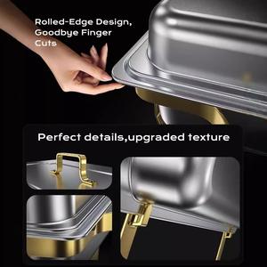 Wholesale Hot Selling Stainless Steel <b>Food</b> <b>Warmer</b> 7 Sets Alcohol Heating 9L Capacity 12 Hours Hot Box for Restaurant <b>Buffet</b> - Product Image 5