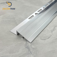 DECORTTRIM - Perfil de aluminio plano para transición de suelo entre baldosas y alfombra con cubierta a presión