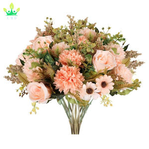 Fleurs artificielles d'automne Rose Rose <span class=keywords><strong>Bouquet</strong></span> <span class=keywords><strong>de</strong></span> soie d'automne <span class=keywords><strong>avec</strong></span> arrangement d'hortensia pour la fête <span class=keywords><strong>de</strong></span> mariage nuptiale bébé douche décor à la maison - Product Image 1