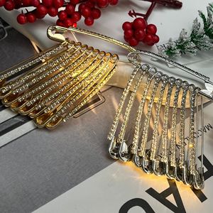 Alloy Rhinestone Safety Pins 10pcs <b>Gold</b> Silver Set Waist Cinching Clothing Fastener Unisex Accessory - Product Image 4