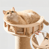 Arbre à chat en bois massif écologique avec griffoirs, plateforme hamac, capsule spatiale, multifonctionnel