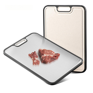 Nueva Tabla de Cortar de Doble Cara de Paja de Trigo y Plástico con Titanio, Tabla de Cortar de Acero Inoxidable 304 para Cocina - Product Image 1