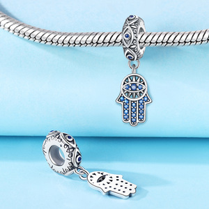 Venta al por mayor de colgantes de cobre blanco prefabricados con diseño de Ojo de Fátima, accesorios para pulseras y joyería DIY - Product Image 5