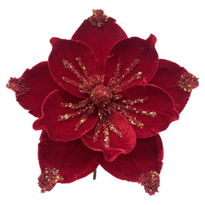 Fleur de Poinsettia Artificielle Scintillante pour Décoration de Sapin de Noël, Couronne et Guirlande de Noël - Product Image 4