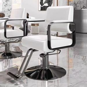 Contemporary Faux Leather Barber Chair with Gold Frame Hydraulic Height Adjustable Salon Furniture - Product Image 5