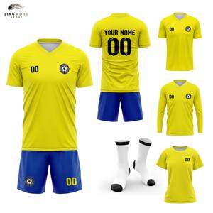 Camiseta de Fútbol Personalizada con Cuello en V, Impresión por Transferencia de Calor, 100% Poliéster, Secado Rápido, Transpirable, Talla Grande, Unisex, Ropa Deportiva - Product Image 1