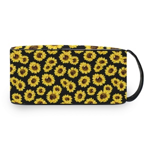 Promotion Women Beauty Double Zipper Custom Logo Wash Bag Sunflower Portable Makeup Cosmetic Bag - Product Image 3