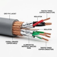 Cable de Computadora Apantallado DJYVP Gris, Aislamiento de PVC, Cobre Estañado, Cable de Datos Multipolar para Cableado de Computadora