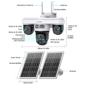 Sectec Wifi Full Time 24/7 Opname 9mp Bewegingsdetectie Draadloze <span class=keywords><strong>3</strong></span>-lens Beveiliging Aov Ip66 Waterdichte 4G Zonnebatterij <span class=keywords><strong>Camera</strong></span> - Product Image 6