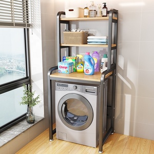 Étagère de rangement pour salle de bain pour bébé à 3 niveaux, comptoir <span class=keywords><strong>en</strong></span> métal et <span class=keywords><strong>en</strong></span> <span class=keywords><strong>bois</strong></span>, organisateur de jouets, support pour machine à laver, étagère de rangement pour toilettes - Product Image 2