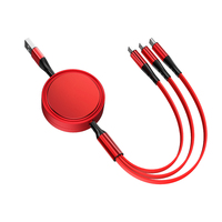 Câble de charge USB rétractable multi-interfaces 3-en-1 avec logo personnalisé, micro/Type-C/USB, charge rapide 3A pour téléphones portables et imprimantes