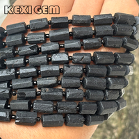 Perles en gros de tourmaline noire naturelle brute facettées en tube 8x11mm, perles colonnes de tourmaline noire mate, perles intercalaires en pierres précieuses en vrac