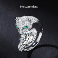 Bague Guépard en Argent Sterling S925 et Moissanite, Style Américain Européen, Tête de Léopard, pour Femme, Luxe Subtil, Haut de Gamme