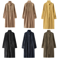 Fabrication sur mesure de cardigan plissé minimaliste, trench-coat décontracté ample, veste élégante mi-longue et sobre pour femmes