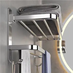 Hot Sale Stainless Steel 304 Wall Mounted Bathroom Towel Holder Racks With Hooks