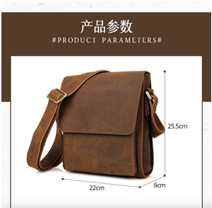 Sac à bandoulière pour homme en cuir de vachette importé d'Italie, Andong, style rétro, cuir Crazy Horse, grande capacité, sacs messagers, sac d'affaires pour homme - Product Image 3