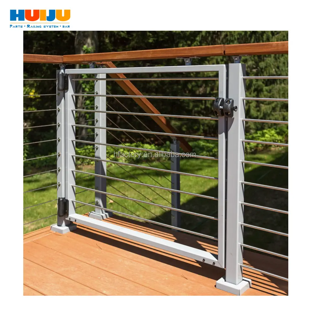 HJ Balaustrada de metal para escadas externas personalizadas, sistema de corrimão de cabos em aço inoxidável para balconias internas e design moderno