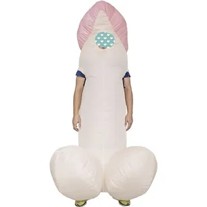 Halowenn disfraz vui ưa thích disfraz inflable pene giáng sinh linh vật khổng lồ thổi lên Inflatable trang phục dương vật cho người lớn người đàn ông