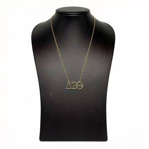 Cadena de Serpiente de Acero Inoxidable Personalizable con Letras Griegas Verticales de Delta <span class=keywords><strong>Sigma</strong></span> Theta, Versión Plateada en Oro - Product Image 6