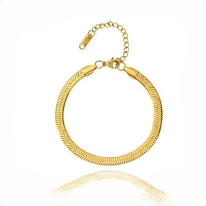 Cadena de Acero Inoxidable Chapada en Oro Real de 18K PVD, Diseño Plano de Espina de Serpiente - Pulseras Estilo Hip Hop |   Pulsera de Cadena con Cuchillas de Acero Inoxidable - Product Image 2