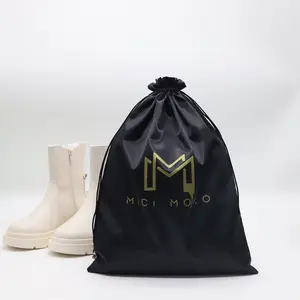 Özel Logo saten spor seyahat ayakkabısı ambalaj çantası eko dostu ayakkabı giysi saklama toz İpli çanta
