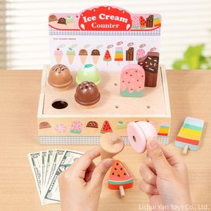Bloques de Madera de Comida para Cocina, Juguetes de Helado para Niños, Juego de Imitación <span class=keywords><strong>con</strong></span> Mostrador, Menú y <span class=keywords><strong>Dinero</strong></span> - Product Image 4