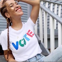 T-shirts décontractés surdimensionnés pour femmes, mode estivale, col rond, manches courtes, 100% coton, imprimé floqué