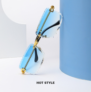 Rimless <b>Square</b> Metal Fashion <b>Sunglasses</b> 2026 UV400 Gold Clear Lenses Twist Mirror Legs - Product Image 5
