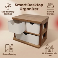 Meuble de rangement de bureau personnalisé en bambou écologique à 4 tiroirs pour maquillage, bijoux, salle de bain et bureau
