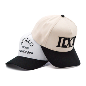 หมวกแก๊ปตีกอล์ฟ5แผงสีดำปักโลโก้ได้ตามต้องการหมวกเบสบอลสไตล์สตรีทสไตล์สปอร์ต - Product Image 1