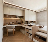 Chambre à coucher moderne en bois massif sur mesure avec coiffeuse, bureau et armoire de rangement pour vêtements