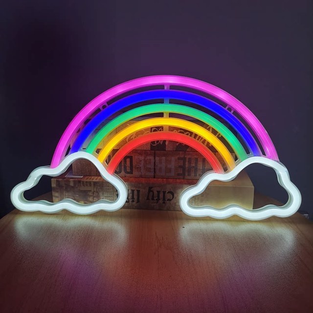 Rainbow Cloud LED Neon Light Sign USB Powered Acrylic Shape Lamp for Kids Bedroom Home Party Window Wall Background Decoration