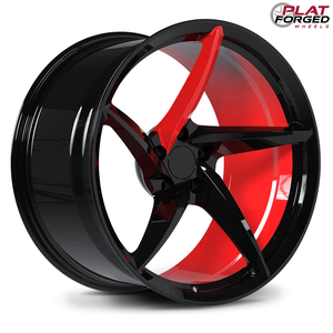 Cerchi in Lega Forgiati Monoblocco Personalizzati Nero Lucido <span class=keywords><strong>Rosso</strong></span> Spazzolato Concavi Profondi 20 21 22 Pollici per Chevrolet Corvette Camaro - Product Image 1