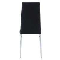 Chaise de salle à manger moderne en cuir PU noir avec dossier haut matelassé en losanges et pieds carrés chromés pour restaurant, hôtel, lieu de mariage