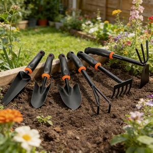 Outils de jardinage pour la plantation de fleurs, kit de culture de légumes à usage domestique, outils de culture de plantes succulentes, pelle et houe en acier inoxydable avec poignée en caoutchouc - Product Image 5