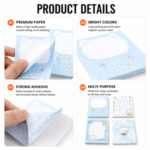 <b>Cute</b> Cartoon Cat Memo <b>Notebook</b> Pads Strong Adhesive Premium Smooth Paper Custom Print for Kids Student Office School Daily use - Product Image 2