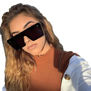 ADE WU STY1733 Oversized Square Sunglasses Women One Piece Flat Top <strong>Sun</strong> <strong>Glasses</strong> <strong>Ladies</strong> Large Frame Colorful Retro Eye <strong>Glasses</strong> - Product Image 1