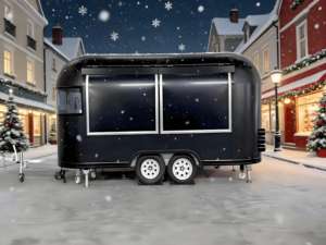 Food Truck Thème Spatial avec Extérieur Métallique, Plafond Étoilé LED et Menu Imprimé Galaxie pour Musées Scientifiques - Product Image 1