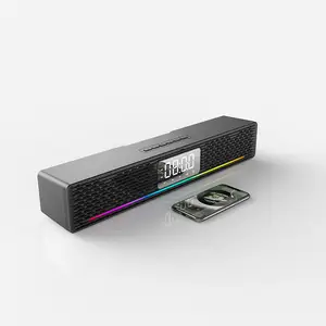 20W RGB Lights Soundbar Speaker Alarm Clock Time Display 24H or 12H Adjust Stereo Sound TV Computer Soundbar Factory Sell Direct