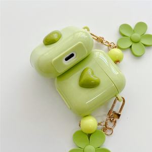 แฟชั่นสีเขียวหัวใจรักดอกไม้หูฟังสําหรับ <span class=keywords><strong>Airpods</strong></span> Pro2 3 4 นุ่ม TPU ชุดหูฟังสําหรับ Apple อุปกรณ์เสริม - Product Image 6