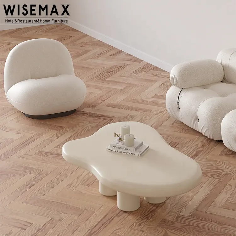 WISEMAX FURNITURE Nordic special curved shape side coffee table cream white table corner table for living room