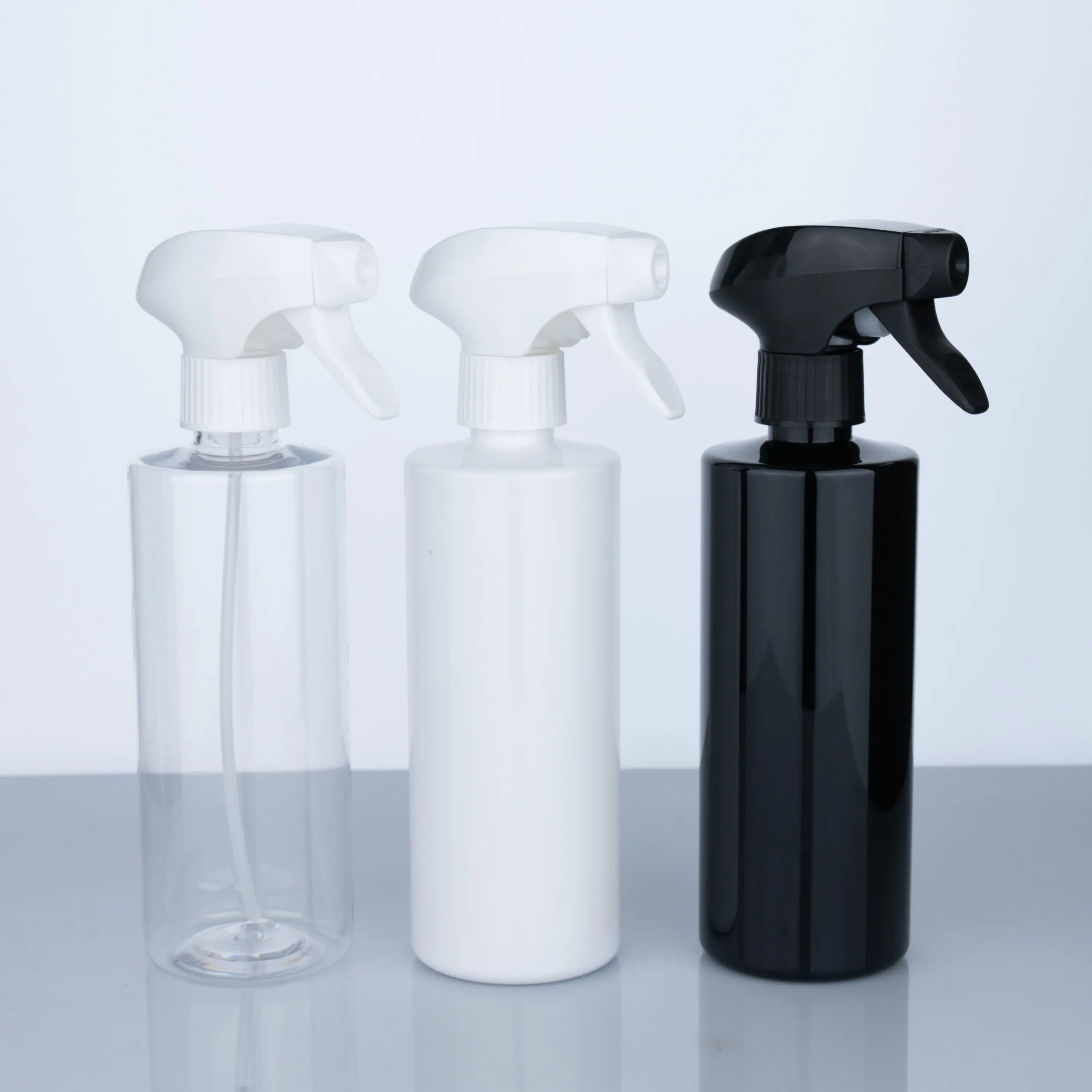 Garrafa spray líquido 500ml, garrafa spray plástico vazio transparente para animais, preto e branco, spray de sala com pulverizador de gatilho