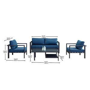OSMEN Berlin - Mobilier de jardin moderne en métal pour l'extérieur - Canapé de patio avec table basse en aluminium - Ensemble de 4 pièces - Product Image 5